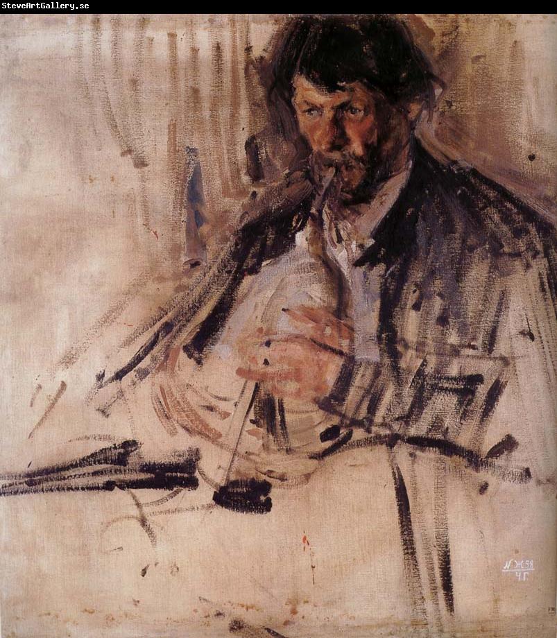 Nikolay Fechin Blowing the flute